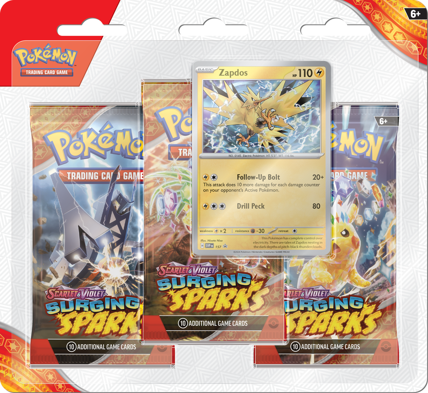 PREORDER - Pokémon SURGING SPARKS  - 3 Pack Blister - Scarlet & Violet SV8