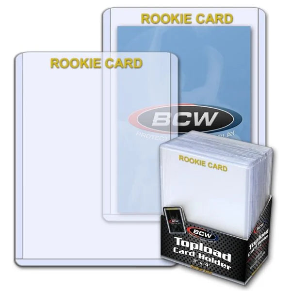 "Rookie Card" Gold Print 35pt Toploaders  - 25 Pack - BCW