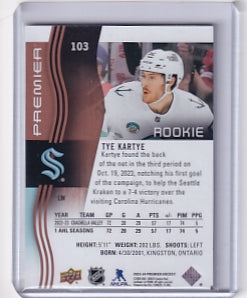 Tye Kartye Gold Rookie 06/25 Card #103 2023-24 Upper Deck Premier Rookie Card RC Seattle Kraken